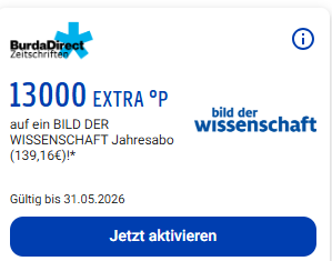 PAYBACK Punkte Aktion für BILD der Wissenschaft Jahresabo